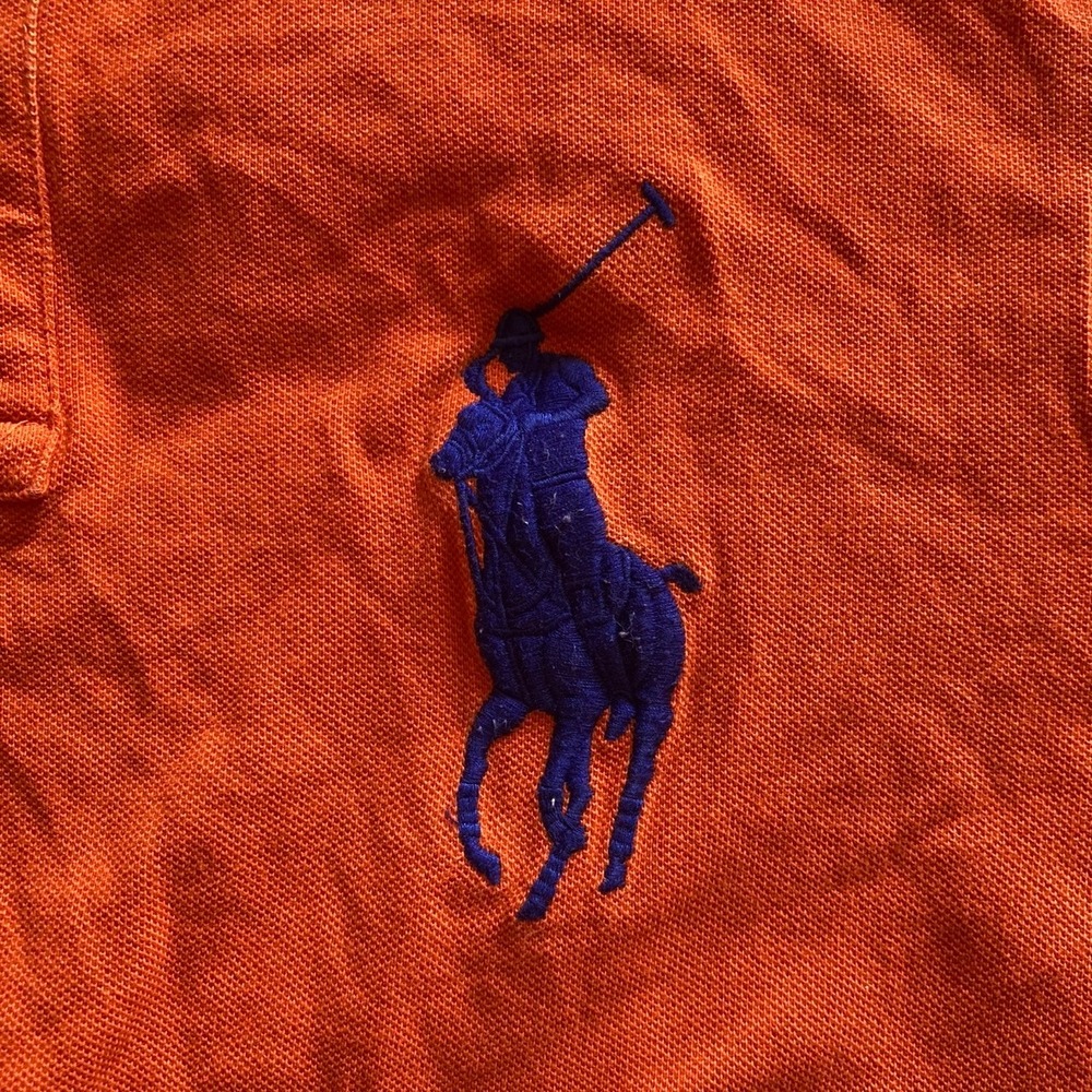Polo Ralph Lauren Shirt Mens Large Big Pony Polo Orange Classic Fit Short Sleeve - Picture 4 of 8